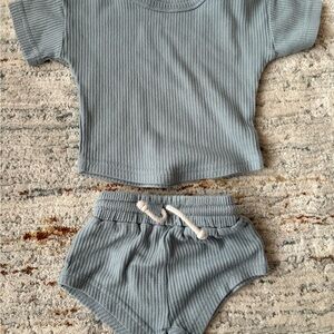 3-6 months Ribbed Two-Piece Set in blue